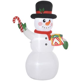 OUTSUNNY 6FT Inflatable Snowman With Candy Cane And Gift Box For Party | TJ Hughes