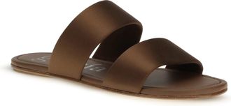 Pedro Garcia Womens Double-Band Satin Sandals Nutmeg