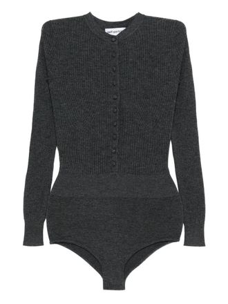 Self Portrait Grey Wool Knit Playsuit Clothing