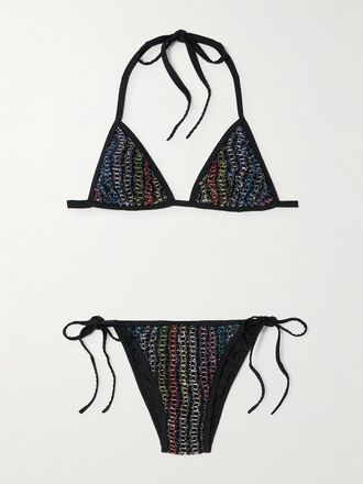 Missoni Bikini A Triangolo In Maglia Crochet Metallizzata Con Paillettes Mare - Nero