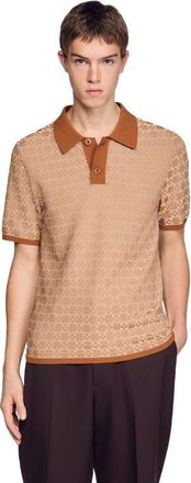 Sandro Square Cross polo shirt in Camel at Nordstrom, Size Xx-Large
