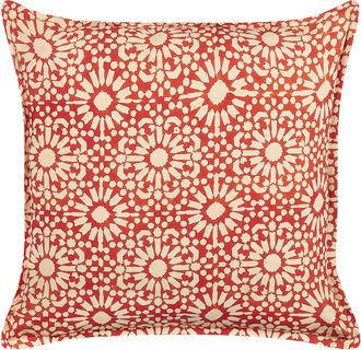 Beliani Beliani - Coj&iacute;n De Algod&oacute;n Rojo Blanco Crema 45 X 45 Cm Patr&oacute;n Geom&eacute;trico Accesorio Ceiba