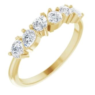 Pompeii3 1 1/3CtPear Shaped Diamond Anniversary Band 14k Gold Lab Grown