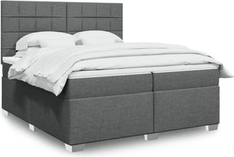 vidaXL Cama Box Spring Con Colch&oacute;n Tela Gris Oscuro 200x200 Cm Vidaxl