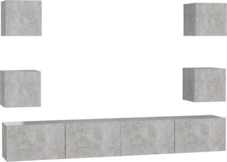 vidaXL Vidaxl - Set De Muebles De Tv 6 Pzas Madera Contrachapada Gris Hormig&oacute;n