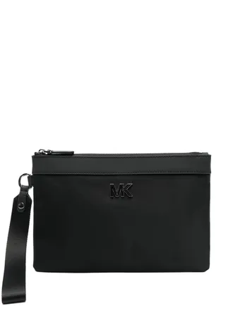 Michael Kors logo plaque clutch - men - Calf Leather/Fabric - OS - Black