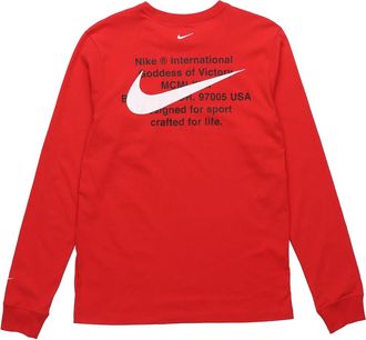 Nike Mens Nike Printing Round Neck Long Sleeves Red T-Shirt CK2260-657