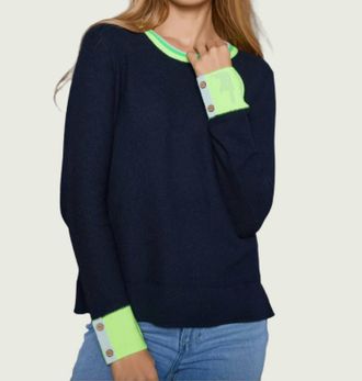 Lisa Todd Candy Cuff Ink Sweater In Black & Green
