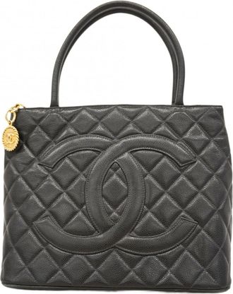 Chanel Black Grained Calfskin Tote Bag (Pre-Owned)