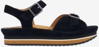 L'Amour Des Pieds Womens Vardant Kid Suede Leather Sandal In Black