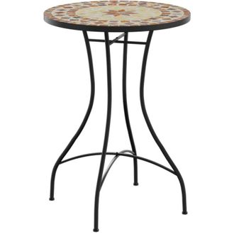 vidaXL Mesa Bistr&oacute; De Mosaico Cer&aacute;mica Terracota Y Blanco &Oslash;50x70 Cm Vidaxl