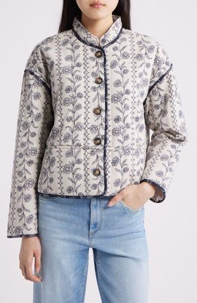 Ilse Jacobsen Ottoma Floral Quilted Cotton Jacket in White Wildflower at Nordstrom, Size 10 Us