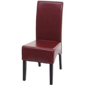 Hhg Sedia pranzo soggiorno Latina pelle 102x44x44cm rosso gambe scure