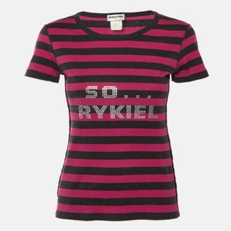 Sonia Rykiel Pink Striped Cotton So Rykiel Embellished T-Shirt