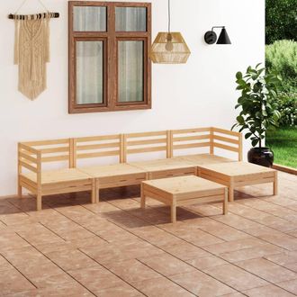 vidaXL Juego De Muebles De Jard&iacute;n 6 Piezas Madera Pino Maciza Gris Vidaxl