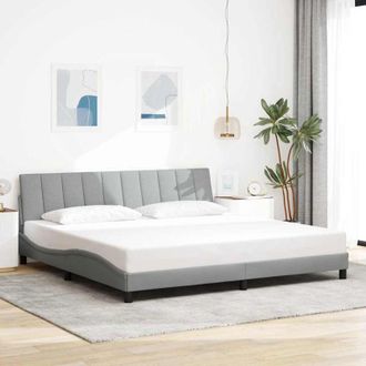 vidaXL Cama Sin Colch&oacute;n Tela Gris Claro 200x200 Cm Vidaxl