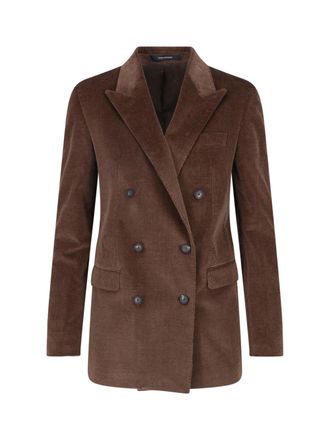 Tagliatore J-Jasmine Brown Corduroy Double-Breasted Blazer