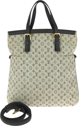 Louis Vuitton Khaki Canvas Leather Shoulder Bag Tote Bag (Pre-Owned)