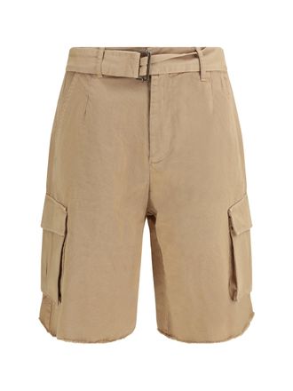 Laneus Belted Cotton Cargo Shorts - Camel