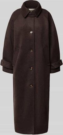 Neo Noir Neo Noir Mantel aus Woll-Mix mit &Auml;rmelriegeln Modell Keaton in Dunkelbraun, Gr&ouml;&szlig;e 38