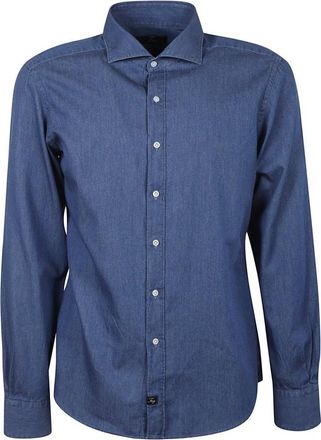Fay Chambray Overhemd - Heren - Spijkeroverhemden - Blauw - 3XL - Katoen - Overhemden