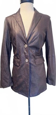 Gimos Womens Button Down Blazer In Black/brown