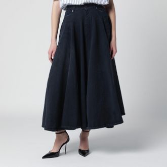 Balenciaga Navy blue maxi godet denim skirt