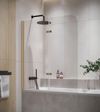 Badplaats Mampara De Ba&ntilde;o Austin 100 X 140 Cm - Dorada - Mampara De Ba&ntilde;o G