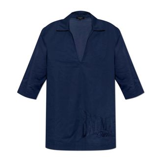 Balmain Short Sleeve Shirts, male, Blue, Size: L Beach T-shirt