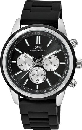 Porsamo Bleu Logan Chronograph Silicon Silver Tone & Black Mens Watch 1451DLOR