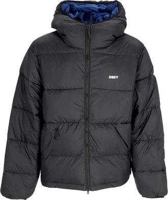 Obey Zwarte Puffer Donsjas met Hoge Kraag - Heren - Winterjassen - Zwart - L - Nylon - Jassen