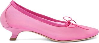 Simone Rocha bow-detail pumps - women - Polyester/Calf Leather/Calf Leather - 36 - Pink