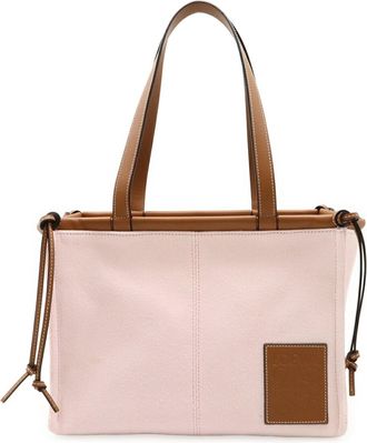 Loewe Brown Light Pink Canvas Leather Shoulder Bag Tote Bag (Pre-Owned)