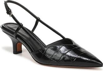 Vince Levvy Slingback Pointed Toe Kitten Heel Pump in Black at Nordstrom, Size 6.5