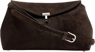Toteme T-Lock Suede Clutch - Dames - Schoudertassen - Bruin - ONE Size - Leer - Tassen