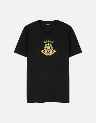 Versace Mens Medusa Crest T-Shirt Black - Size: 38
