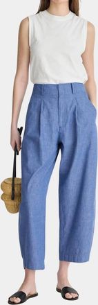 Apiece Apart Bari Crop Trouser In Chambray