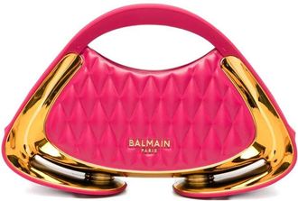 Balmain gewatteerde clutch met metalen afwerking