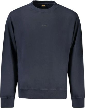 HUGO BOSS Hoodies & sweatvesten, Heren, Blauw, S, Katoen, Blauwe Katoenen Trui