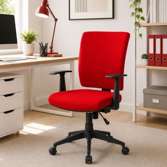 Dmora Serena - Silla De Oficina Palmerston, Sill&oacute;n Ejecutivo Con Reposabrazos, Asiento De Oficina Ergon&oacute;mico, Cm 61x65h98/108, Rojo