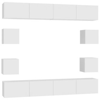 vidaXL Set De Muebles De Sal&oacute;n Tv 8 Piezas Madera De Ingenier&iacute;a Blanco Vidaxl