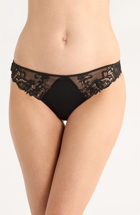 Simone Pérèle Saga Lace Trim Thong in Black/blk at Nordstrom, Size 1