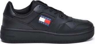 Tommy Jeans Schoenen, Heren, Zwart, 44 EU, Leer, Retro Basket Ess