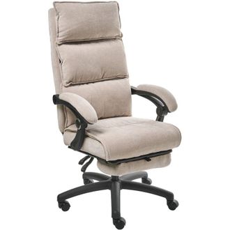 Beliani Sedia da ufficio professionale girevole Rivestimento in ciniglia con poggiapiedi Schienale inclinabile Beige Eaton