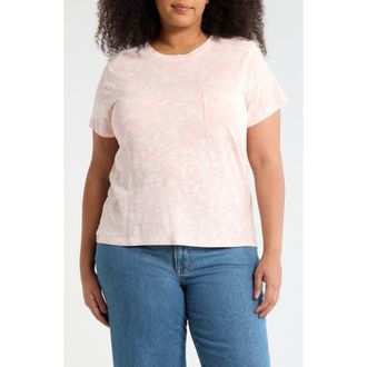 Sanctuary Cotton Blend Pocket T-Shirt in Pink Meadows at Nordstrom Rack, Size 2X