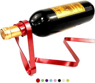 OEM Soporte Colgante Antigravedad Para Botellas De Vino - Hierro Con Cinta Flotante - Rojo - Decoraci&oacute;n De Cocina