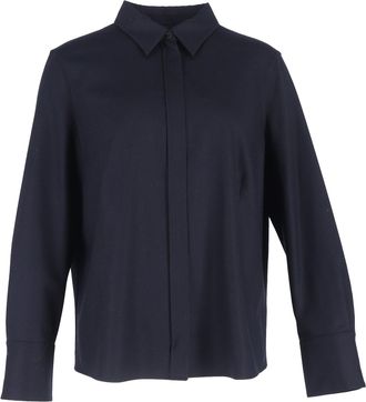 Akris Long Sleeve Shirt in Black Wool
