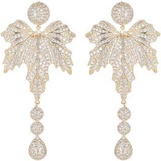 Eye Candy Los Angeles Nani Pavé Cubic Zirconia Tree Leaf Drop Earrings in Gold at Nordstrom Rack