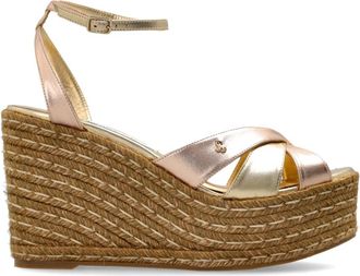 Jimmy Choo London Korra 100 Wedge Sandalen - Dames - Sleehakken - Geel - 37 1/2 EU - Leer - Schoenen