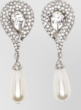 Alessandra Rich drop earrings crystal embellishments teardrop pearls